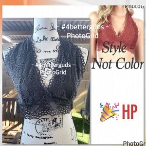 New Zenana Outfitters Lace Halter Adjustable Hook & Eye Bralette Plus Size 2X